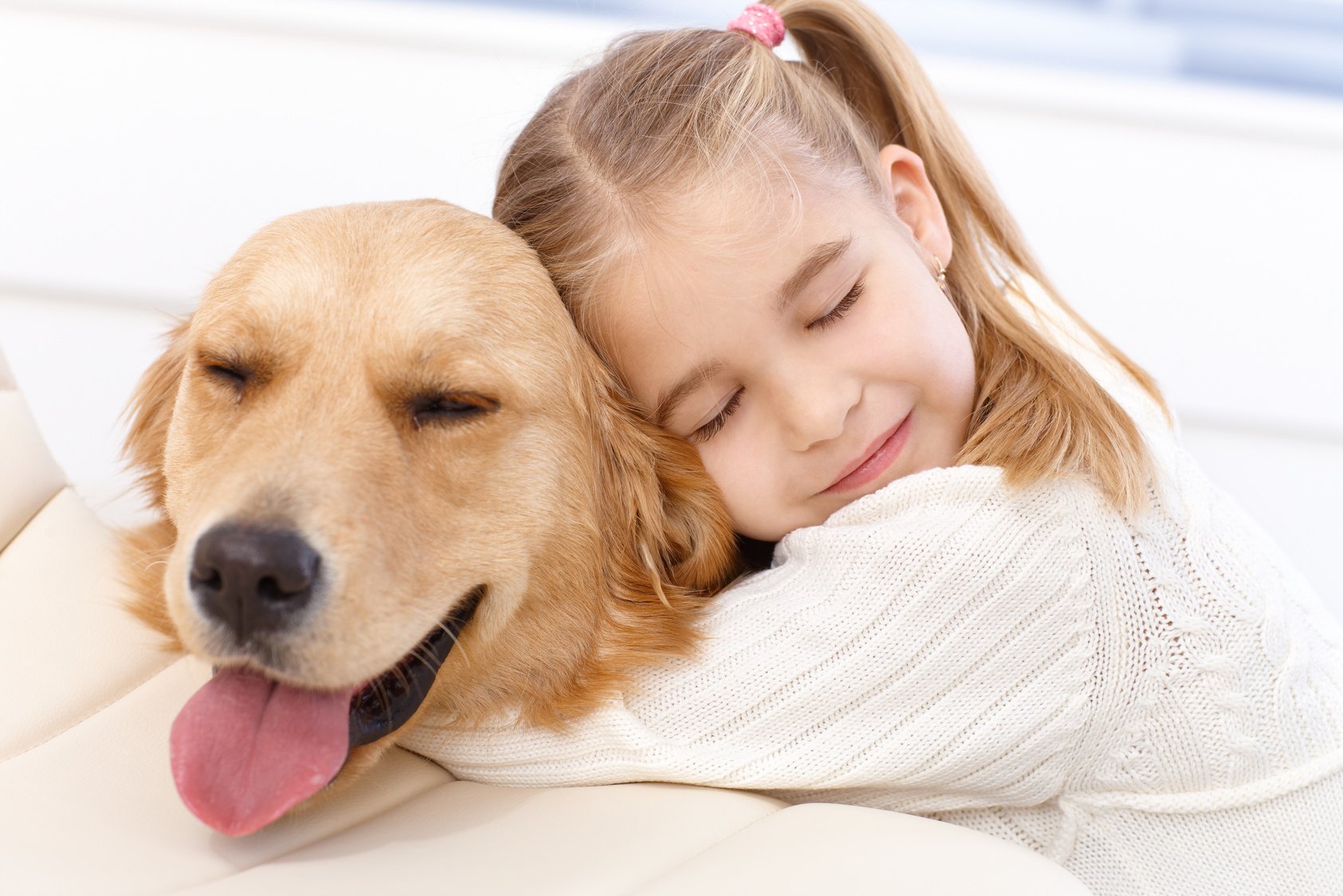 Lovely Little Girl and Her Pet Dog